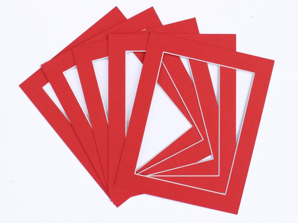 Frame Company Pack of 10 Red Mounts 10x8 for 6x4 inch *Choice of Colours* — image 1