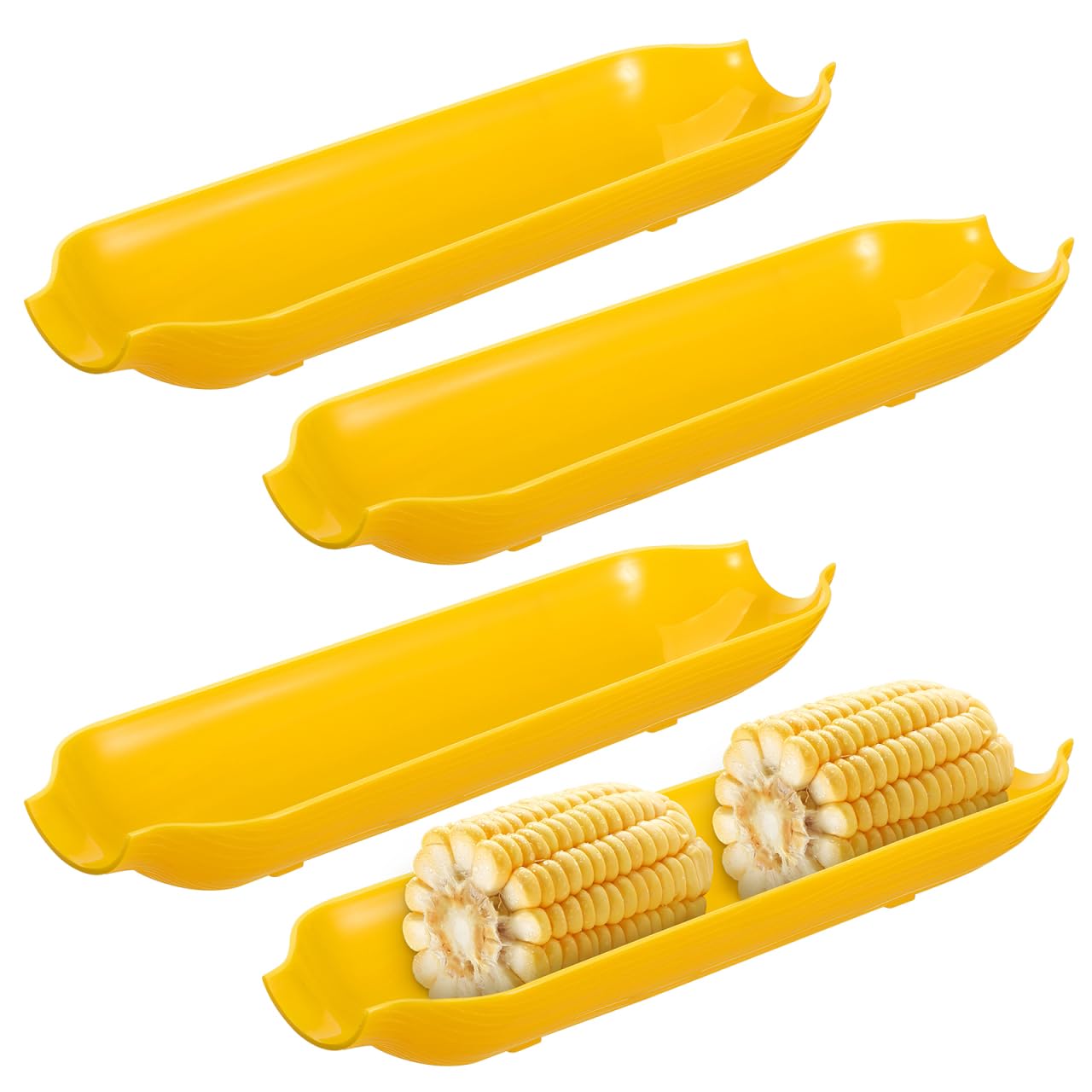 Alipis Corn Tray 8.46 Inch Plastic Snack Serving Plate Set of 4 for Appetizers Bbq Parties Corn on the Cob Reusable Snack Board