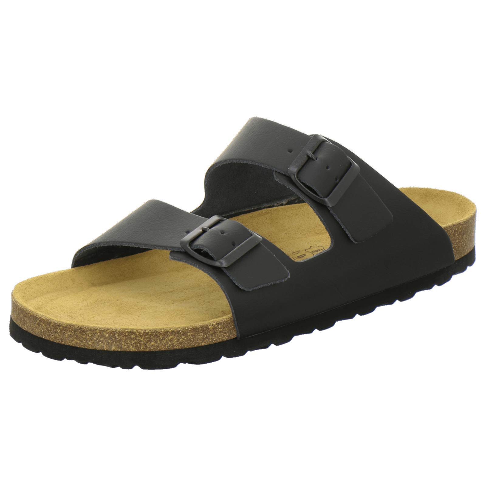 AFS-Schuhe 3100 Bequeme Pantoletten für Herren Leder, Hausschuhe Freizeitschuhe, Made in Germany (43 EU, Schwarz)