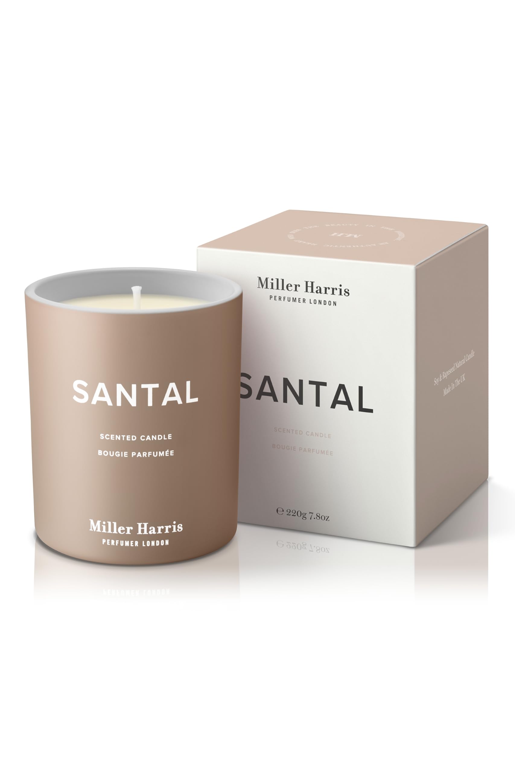 Miller Harris Santal Scented Candle 220g – Luxury Natural Wax Candle | Warm Sandalwood Fragrance