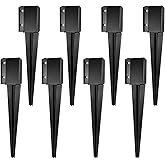 XYADX Fence Post Anchor Ground Spike Heavy Duty Black Powder Coated Fence Stakes Post Base for Mailbox, 24 x 4 x 4 Inches Outer Diameter (Inner Diameter 3.6 x3.6 Inches), Pack of 8
