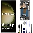 OLED for Samsung Galaxy S23 Ultra Screen Replacement S23ultra 5G S918U S918B/DS S918U1 S918W S918E LCD Display Touch Screen Digitizer Assembly Support Fingerprint and S-Pen (with Green Frame+Tools)