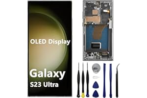 LASYTY OLED for Samsung Galaxy S23 Ultra Screen Replacement S23ultra 5G S918U S918B/DS S918U1 S918W S918E LCD Display Touch Screen Digitizer Assembly Support Fingerprint and S-Pen (with Green Frame+Tools)
