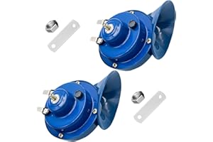 LSKASELUE 2 PCS 300DB Super Loud Train Horns, 12V Waterproof High Low Tone Air Electric Snail Double Horns, Universal Air Hor