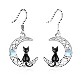 CRMAD Black Cat Earring for Women Sterling Silver