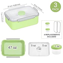 3 Pack Salad Lunch Box Food Storage