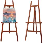 Stuelloaf Large Walnut Wooden Easel Stand for Sign, A-Frame Painting Easel | Adjustable Walnut Pine Wood Standing Easel Holding Canvas Up to 90'', Solid Wood for Display, Wedding Sign or Painting