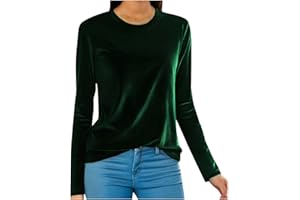 lcepcy Velvet Tunic Tops for Women Round Neck Shirt Blouse Pullover Solid Casual Tee Shirt Trendy Velvet Tops