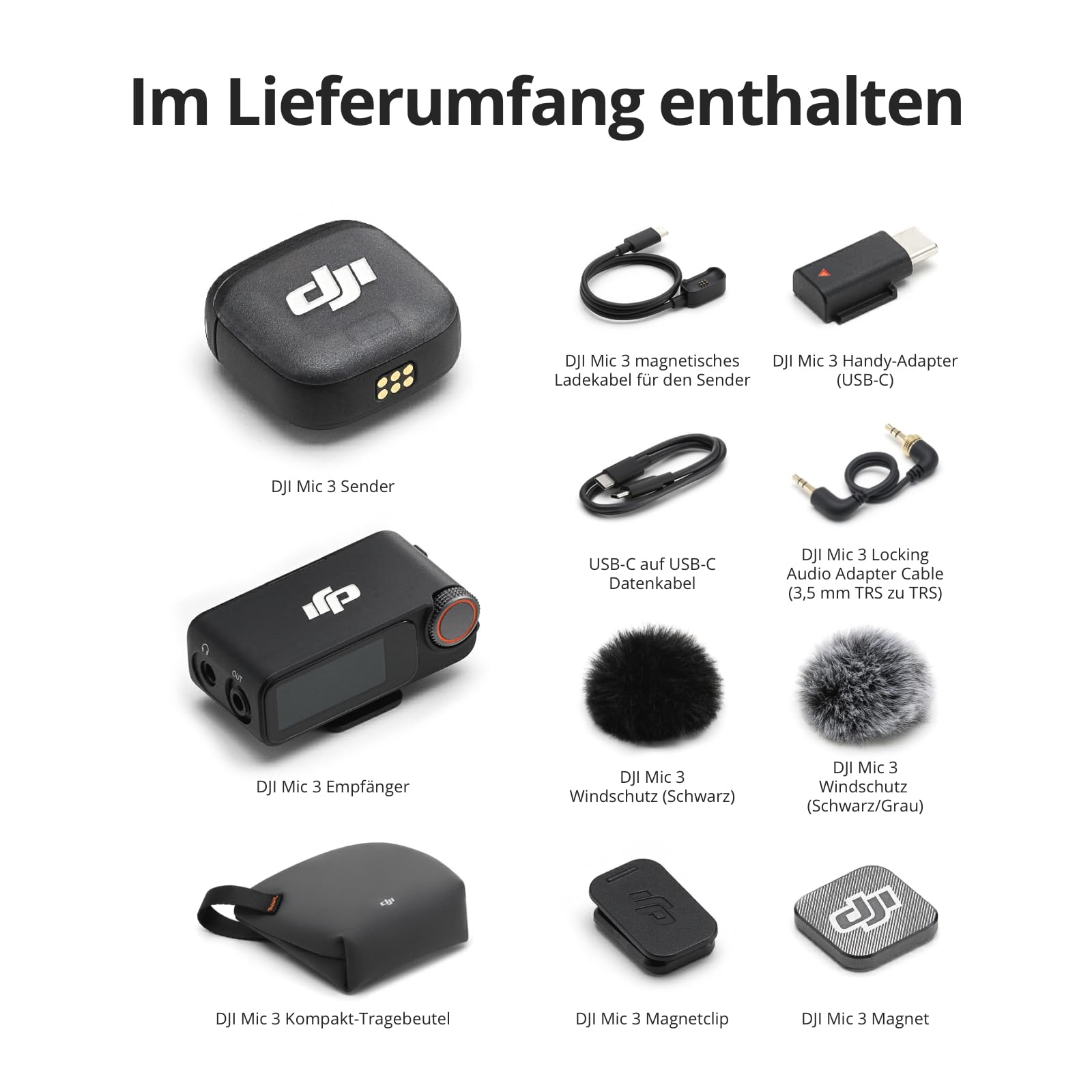 DJI Mic 3 (1 Sender + 1 Empfänger), drahtloses Lavalier-Mikrofon für iPhone/Kamera/Android, Ultraleicht, verlängerte Laufzeit & Schnellladung, 400 m Übertragung 7