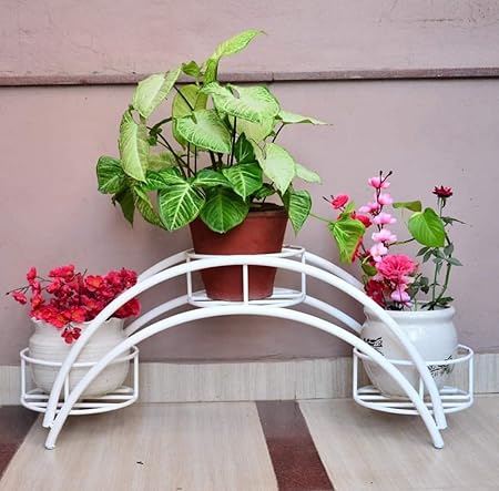 S.F.Decor 1- Metal 3 U Shape Pot Stand Planters for Balcony Home Garden Decor L* W* H=13*8*25