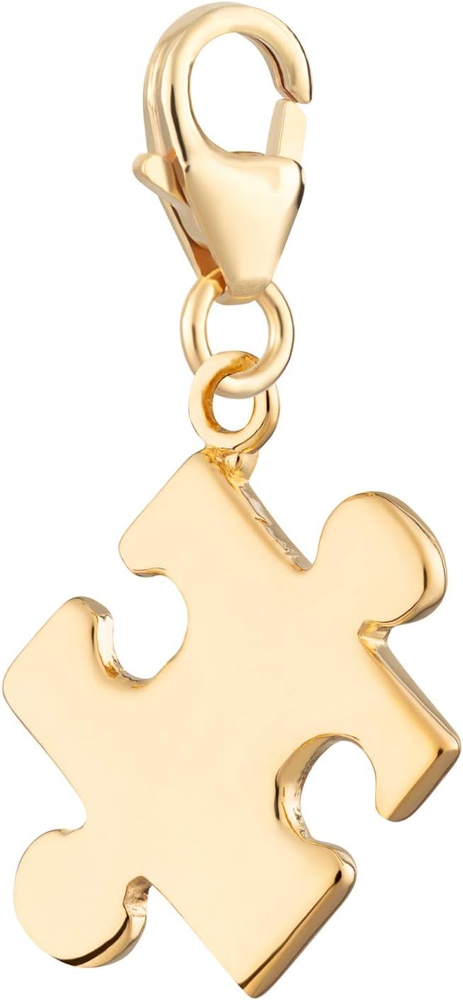 Lily Charmed - 925 Sterling Silver Jigsaw Charm or 18ct Gold Plated Clip On Charm for Bracelet or Necklace