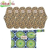 OHBABYKA Bamboo Reusable Sanitary Napkins Pads 6 Pcs, A Wet/Dry Bag (S)