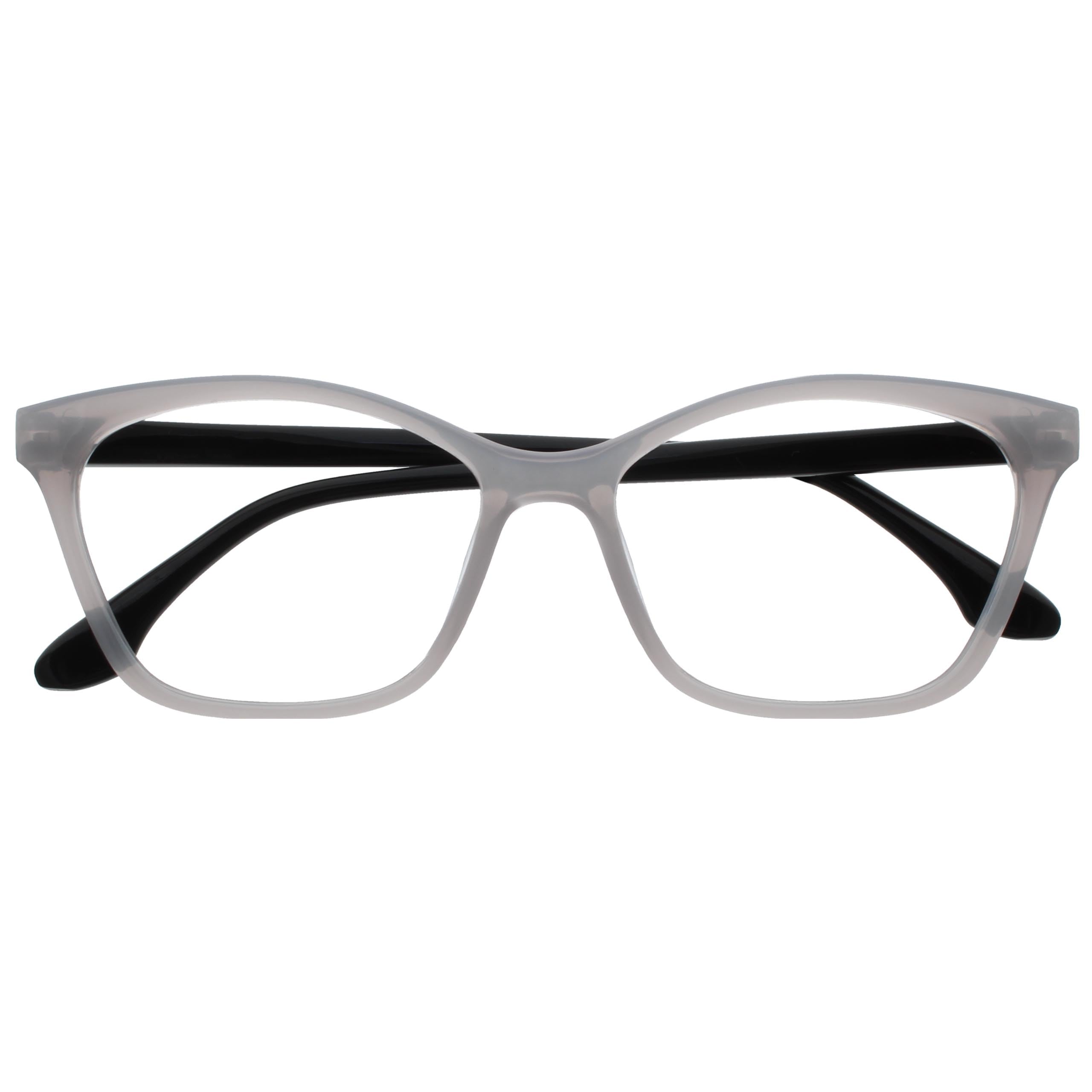 OPULIZE KAT Reading Glasses - Cat-Eye Frame - Shiny Grey - Men & Women - Spring Hinges - R59-7 - +1.50