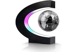 Flagest Magnetic Levitation Floating Globe, Levitating C Shape Globe with LED Lights for Education Home Office Desk Decor, Birthday Holiday Anniversary Christmas Creative Gift(3.3 Inches Globe)
