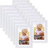 Lyeasw White 5x7 Picture Frame Set of 15, Display Pictures 4x6 with Mat or 5x7 without Mat, Multi Photo Frames for Wall Mounting or Tabletop Display