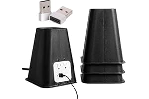 Bee Neat 7.25 Inch Bed Riser - Furniture Lifts for Dorm, Tables, Chairs, Sofa Legs - Heavy Duty Furniture Support Blocks - Height Extender - Supports Over 350 lbs - with USB - Black, Set of 4