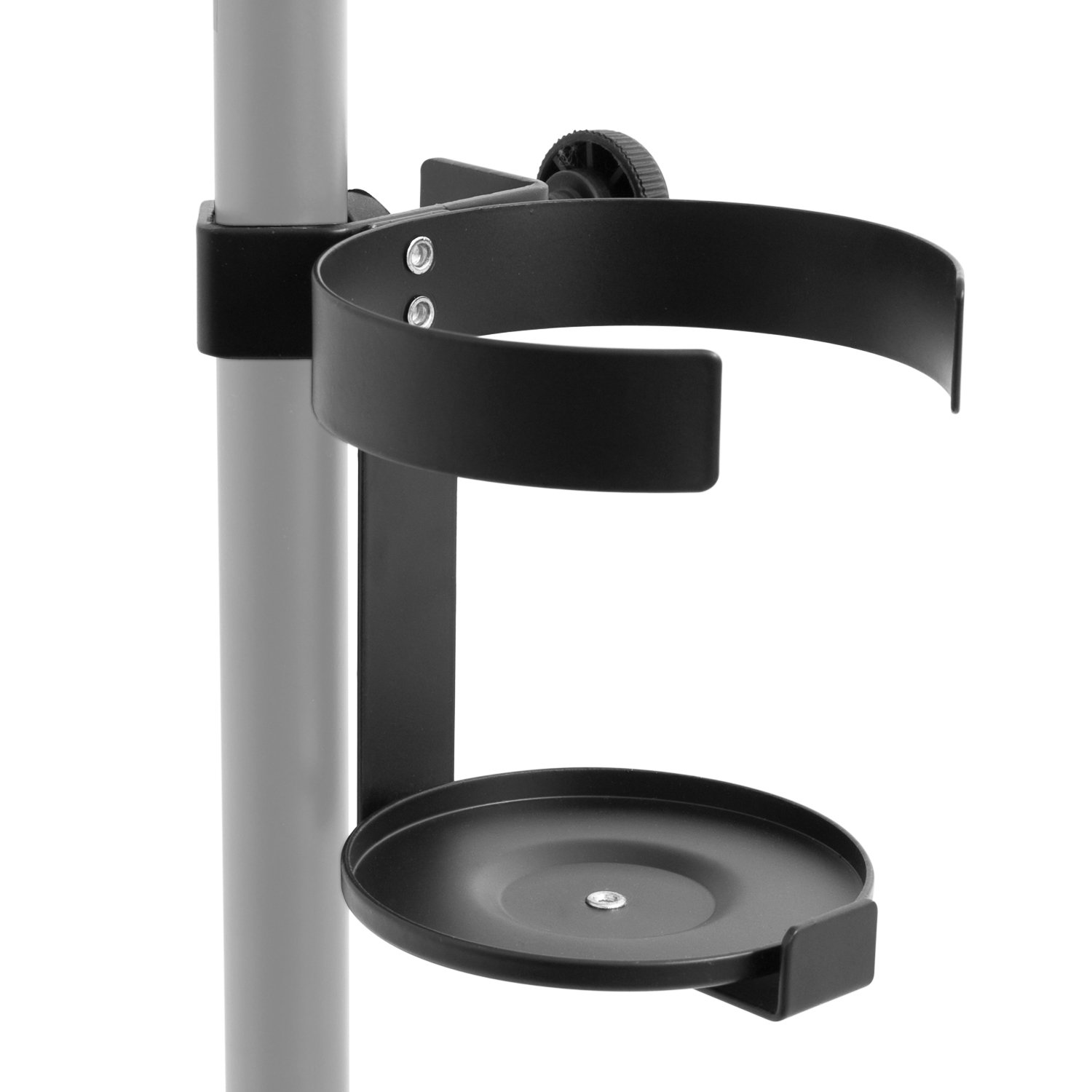 TIGER MSA89-BK Cup Holder for Microphone and Music Stand for Glasses, Bottles, Cups - Black