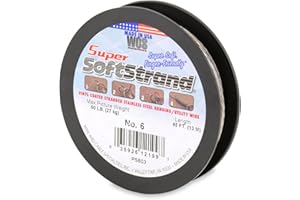 WCS WIRE AND CABLE SPECIALTIES, INC. Super Softstrand, Vinyl-Coated Stranded Stainless Steel Picture Wrapping Wire, Size #6, 60 lb / 27 kg, 45 ft / 13 m