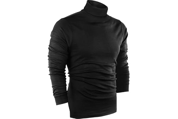 Soft Stretch Cotton Blend Turtleneck Men Slim Fit UPF 50+ Pullover Sweater | Long Sleeve Turtleneck With Soft Breathable Fabr