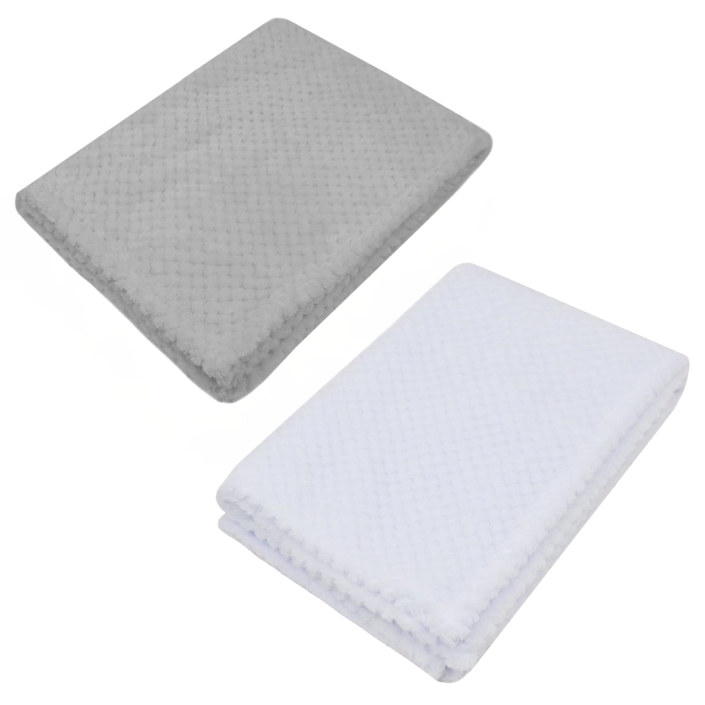 Baby Togs Baby Blanket for Newborn and Toddler Boys and Girls, Waffle Fleece Baby Wraps 2 Pack Grey and White