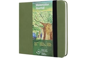 tumuarta Watercolor Journal,140 LB, 300 GSM, Cotton Paper, Cold Press, 24 Sheets, 48 Pages, Watercolor Paper Sketchbooks for Use As Travel Notebook and Mixed Media Pad, 5.5x5.5