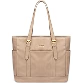 LOVEVOOK Laptop Tote Bag for Women,Vintage Leather Work Tote Bag for Women, 15.6 Inch Computer Briefcase Bag,Waterproof Teacher Business Office