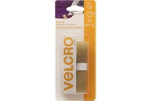 VELCRO Brand for Fabrics | Iron On Tape for Alterations and Hemming | No Sewing or Gluing | Heat Activated for Thicker Fabrics | Cut-to-Length Roll, 24 in x 3/4 in, Beige