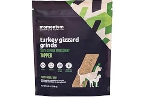 Momentum Carnivore Nutrition Freeze-Dried Turkey Gizzard Pet Food Topper – Single-Ingredient, All-Natural Topper – High-Protein for Dogs and Cats, Grain-Free and Made in The USA– (3.75 oz Bag)