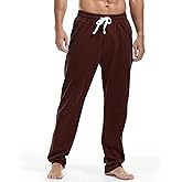AMY COULEE Mens Cotton Athletic Pants Open Bottom Running Sweatpants Straight Leg Casual Joggers with Pockets