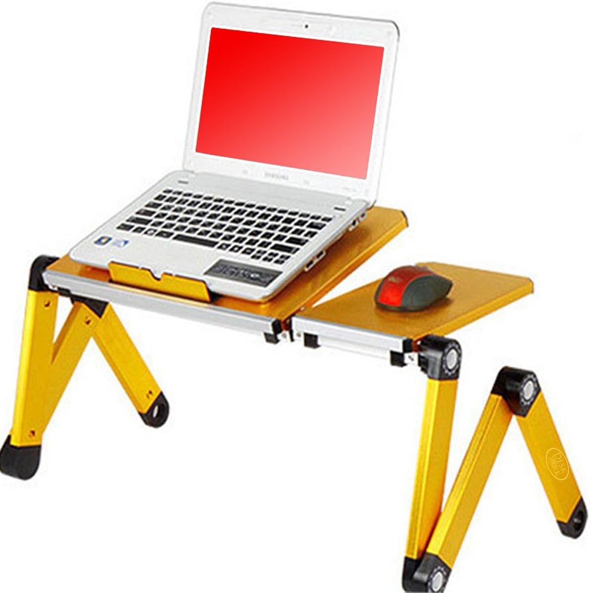 Desk York Portable Table for Computer - Adjustable Light Stand for Laptop - Widest Leg Area in The Market - Recliner Bed Lap Tray - 2 Built in Fans - Mouse Pad and USB Cord Included - Yellow