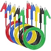 JuxYes 5pcs Dual Alligator Clips 15A Electrical Test Leads Wire Cable Flexible Jumper Wires Double Ended Alligator Clips for 