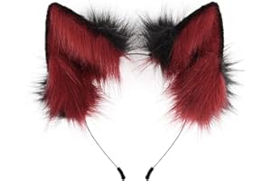 HAOAN Handmade Cat Fox Fur Ears Hairhoop Headwear Anime Party Halloween Costume Headband Hairband