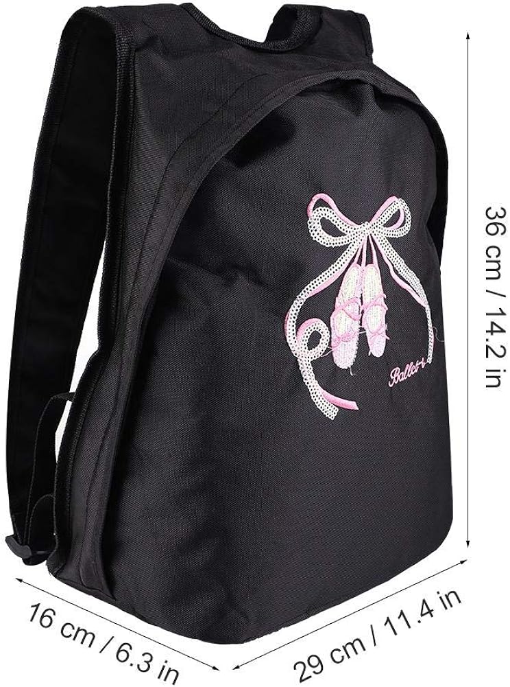 Tbest Girls Ballet Dance Backpack, Black, 29 *16 * 36 cm, Ballet Bag for Kids Dance & Sports - Image 3