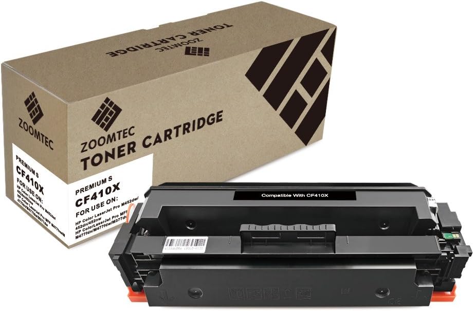 ZOOMTEC Compatible 410X CF410X Toner Cartridge Work for HP Color Laserjet Pro MFP M477FDW MFP M477FDN MFP M477FNW HP Color Laserjet Pro M452DN M452DW M452NW Printers (Black)