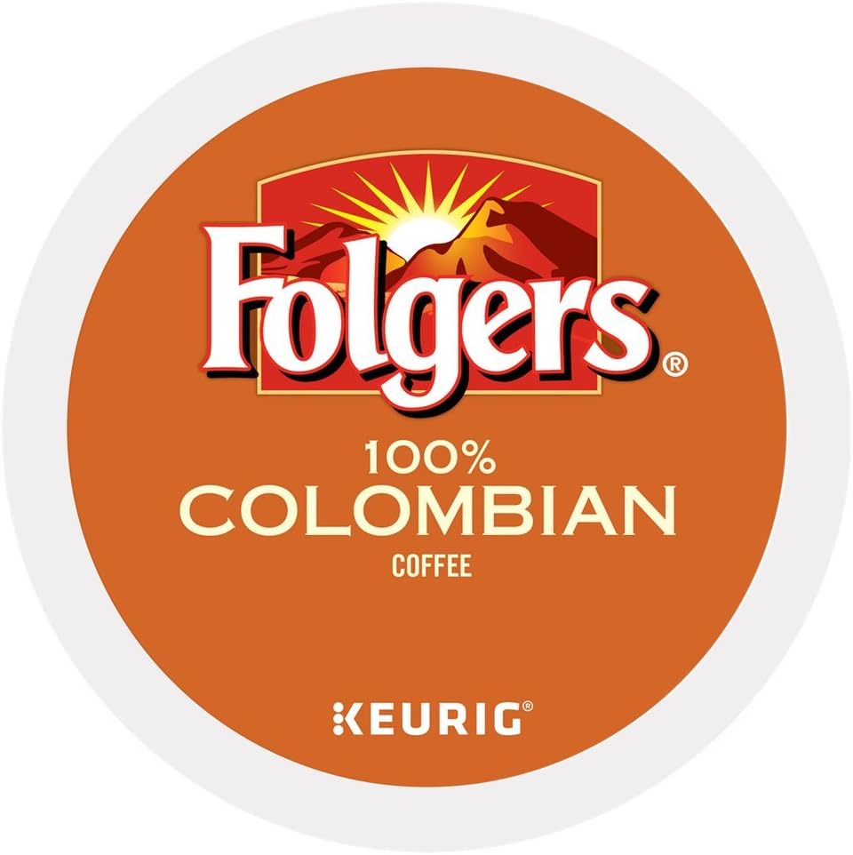 Folgers 100 percent Colombian medium-dark roast coffee single serve capsules for Keurig K-Cup pod brewers, 80 Count