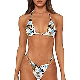 MIKETAI Sexy Bikinis for Women 2 Piece Bikini Spaghetti Strap Swimsuits Solid Color Bathing Swimwear Triangle Bathing Suit