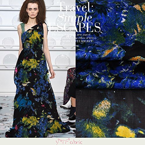 Multicoloured Print 100% Pure Silk Chiffon Fabric with Floral Pattern, Printed Shawls &amp; Scarves Silk Fabric By the Yard