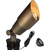 COLOER Die-cast Brass Low Voltage Spotlight 1-Pack with 5W Aluminum Housing MR16 LED Bulb 2700K 450LM CRI85+,12V AC/DC Outdoor Landscape Lighting, Directional Garden Patio Spot Up Light(101B)