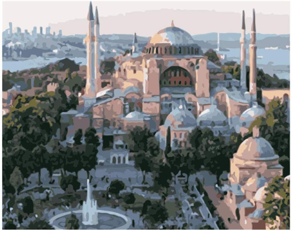 KDW Painting Digital DIY Dropshipping Sacred Faith Sea Mosque Landscape Canvas Wedding Art Deco Picture Gift 4050cm Frameless