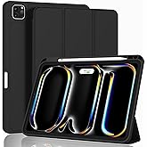 ZryXal iPad Pro 11 Inch Case (M5) 2025/ (M4) 2024 (Model: A3357,A3358,A3359,A2836/A2837/A3006), Trifold Stand Smart Cover with Pencil Holder and Soft TPU Back, Auto Wake/Sleep (Black)