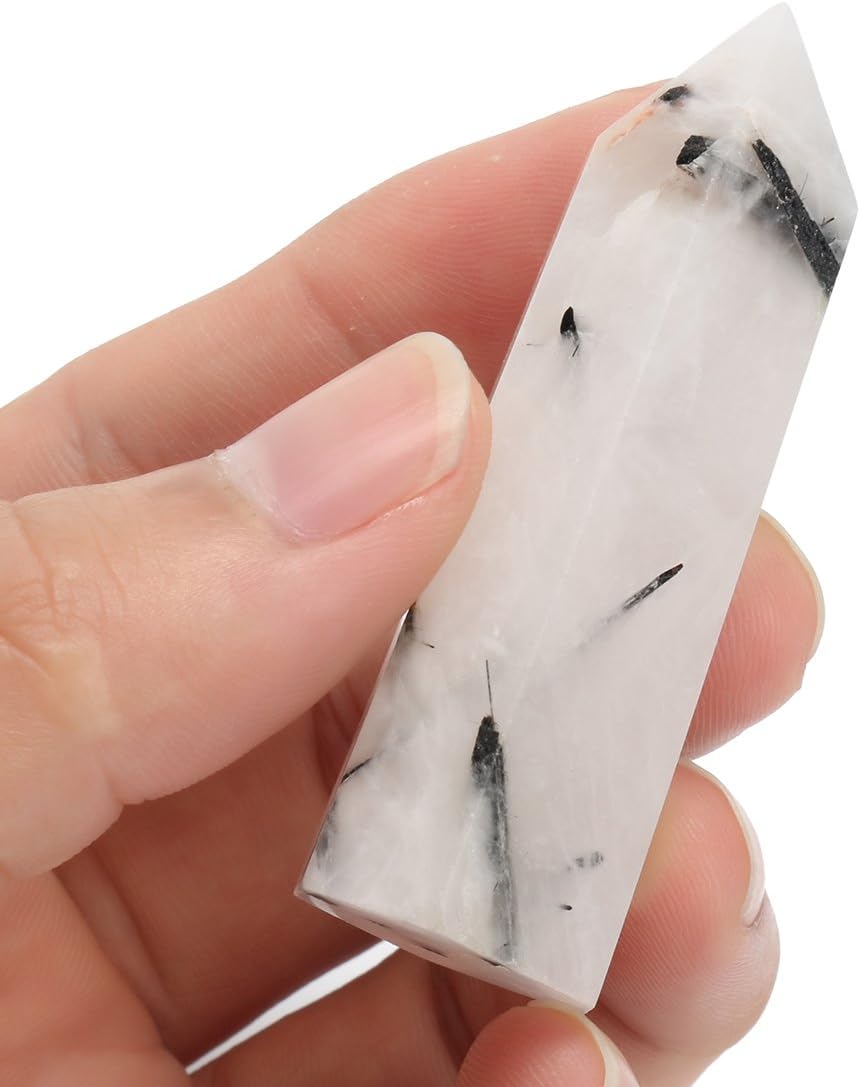 Tutoy 100% Natural Rainbow Moonstone Obelisk Point Crystal Quartz Stone Wand Healing Stone