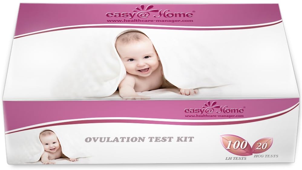 Easy@Home 100 Ovulation (LH) and 20 Pregnancy (HCG) Test Strips Kit, FSA Eligible, Powered by Premom Ovulation Predictor iOS and Android APP, 100 LH + 20 HCG: Health & Personal Care