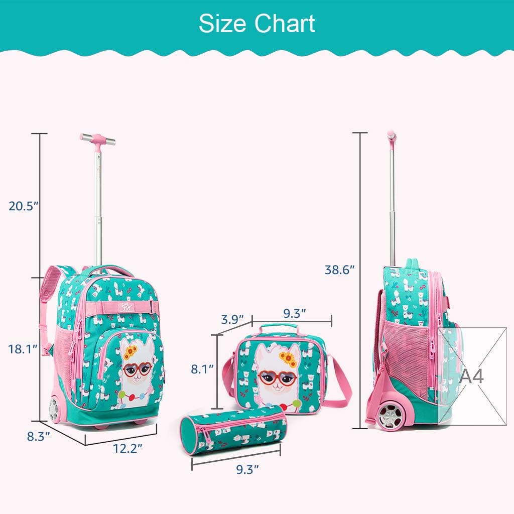 Kids Rolling Backpack, 3 in 1 Wheeled Backpack Set School Bag with ...
