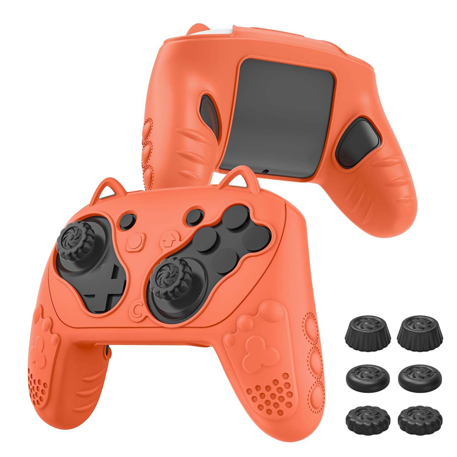 Silicone Controller Case Set Compatible with Nintendo Switch 2 Pro, Gamepad Accessories - Protective Softshell Cover with 6 Thumb Grips, Shock-Resistant & Ergonomic Comfort Grip Design (Orange)
