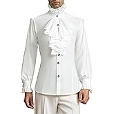 SUNGDOGIN Men’s Elegant Victorian Ruffle Long Sleeve Shirt Medieval Renaissance Cosplay Costume Tops