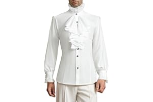SUNGDOGIN Men’s Elegant Victorian Ruffle Long Sleeve Shirt Medieval Renaissance Cosplay Costume Tops