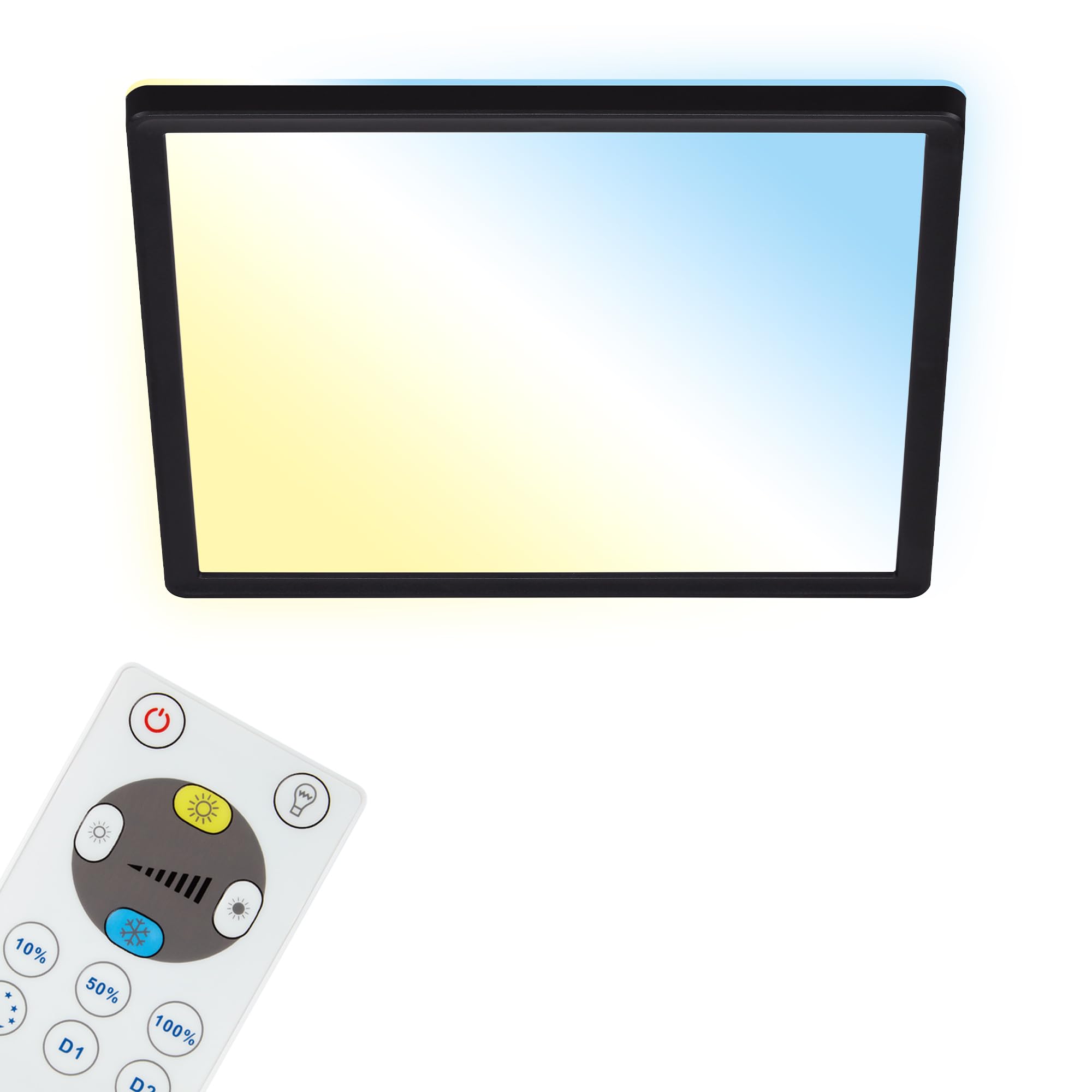 BRILONER Leuchten 7081-015 LED Panel Ceiling Light Dimmable Ceiling Light with Backlight with Remote Control 18 Watt 2400 Lumen White/Black 293 x 293 x 28 mm (L x W x H)
