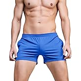 Ychnaim Mens 3" Inseam Short Running Shorts Lightweight Gym Athletic Workout Training Cotton Casual Short with Slant Pockets