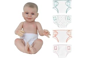 SCOM 4 PCS Baby Doll Diapers Baby Doll Accessories Sets Sized for 14-18 inch American Reborn Baby Dolls,Realistic Baby Dolls, for Kid Age 3+ (Diapers)
