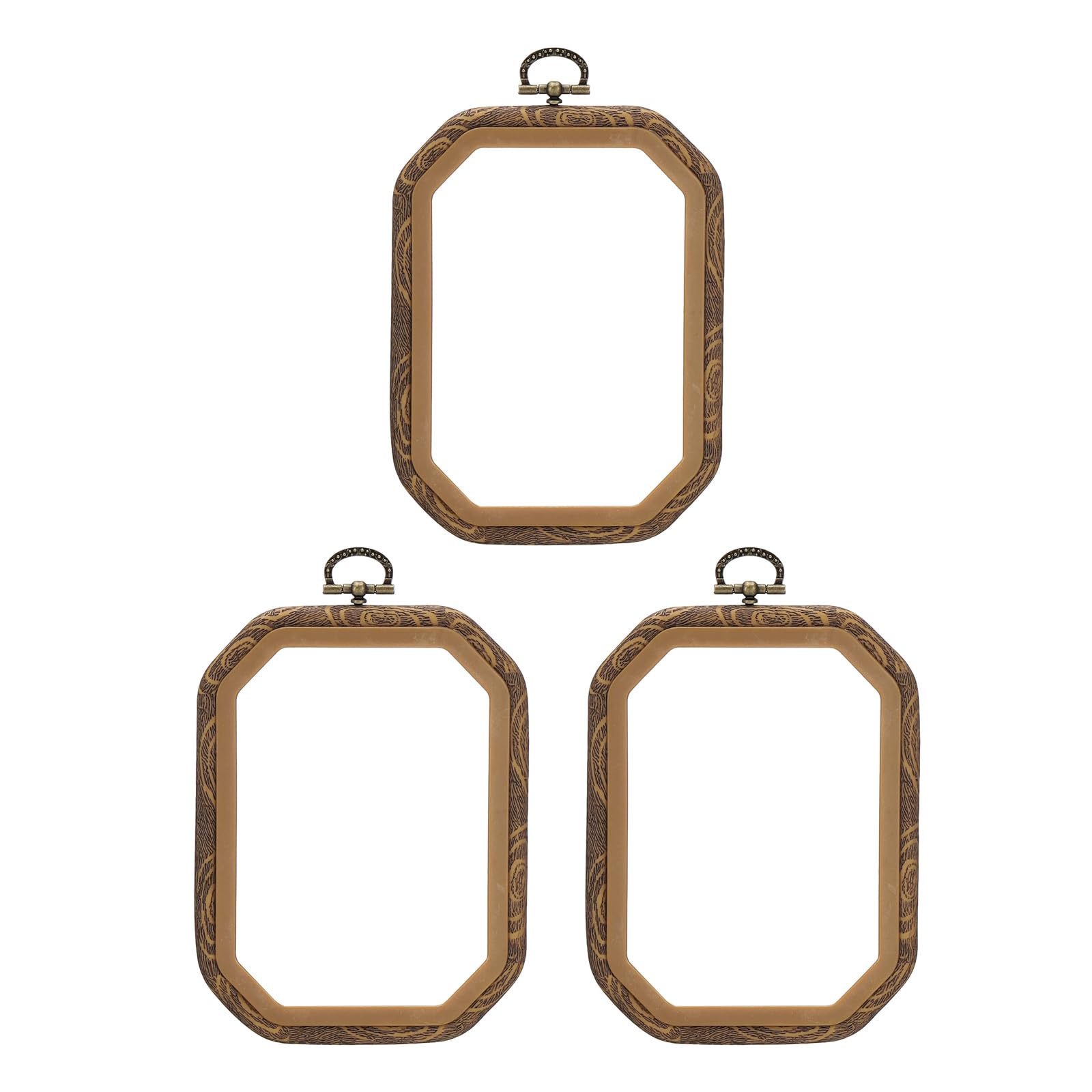 PATIKIL 6x4.3inch Embroidery Hoops, 3Pieces Imitated Wood Octagonal Frame Cross Stitch Hoop Ring for Embroidery Art Craft Sewing Ornaments Hanging Decoration